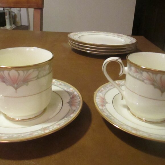VTG Set 2 Noritake Bone China Barrymore Pattern Tea Cups And Saucers 9737 EXC - Picture 3 of 7